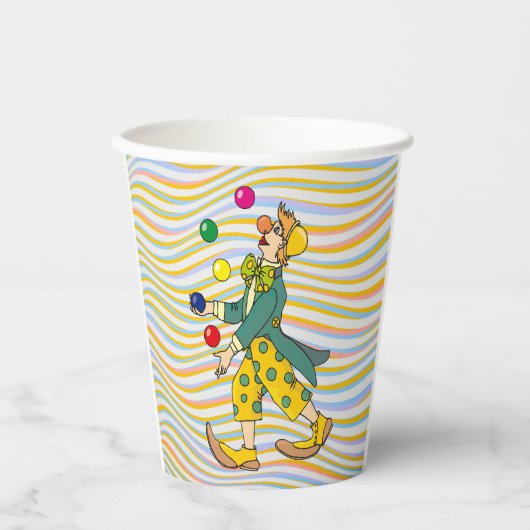 おもしろい遊ピエロのカラフル球 紙コップ (正面)