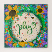 おもしろい遊(昆虫)マルハナバチの花かわいいインスピレーション ジグソーパズル (縦)