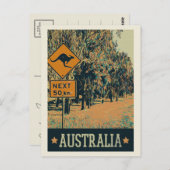 おもしろい道路標識カンガルーに注意! ポストカード (正面/裏面)