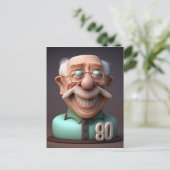 おもしろい還暦80歳の誕生日 ポストカード (スタンド正面)