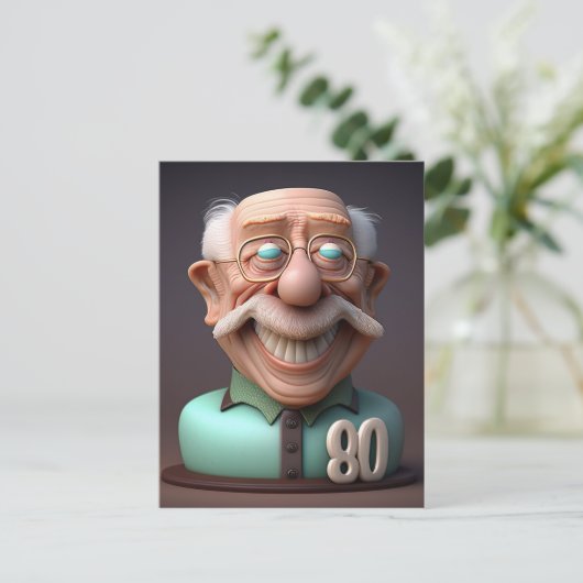 おもしろい還暦80歳の誕生日 ポストカード (スタンド正面)