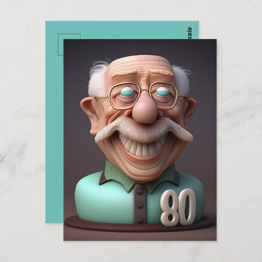 おもしろい還暦80歳の誕生日 ポストカード (正面/裏面)