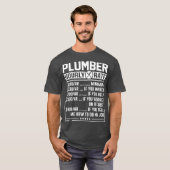 おもしろい配管工の時給の労働価格表 Tシャツ (正面フル)
