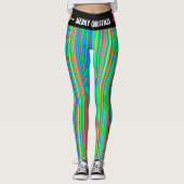 おもしろい醜いクリストマカラフルオーナメントストライプ レギンス (正面)