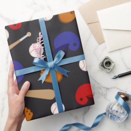 おもしろい野球のスポーツパターン包装紙 ラッピングペーパー