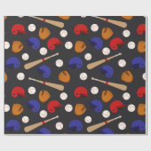 おもしろい野球のスポーツパターン包装紙 ラッピングペーパー (フラット)