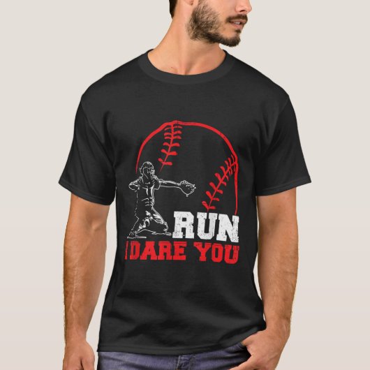 おもしろい野球キャッチャーTシャツ ラン・アイ・デア・ユー Tシャツ (正面)