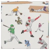おもしろい野球選手のイラストパターン ファブリック (クローズアップ)