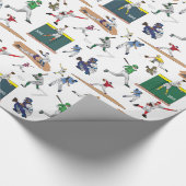 おもしろい野球選手のイラストパターン ラッピングペーパー (角)