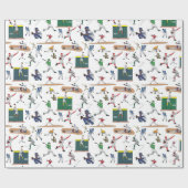 おもしろい野球選手のイラストパターン ラッピングペーパー (フラット)