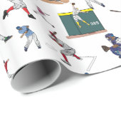 おもしろい野球選手のイラストパターン ラッピングペーパー (ロールコーナー)