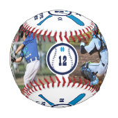 おもしろい野球選手の番号と名前フォトコラージュ 野球ボール (正面)