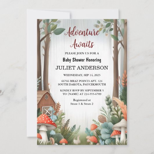 おもしろい野生の母親の木の森の赤ちゃんシャワー 招待状 (正面)