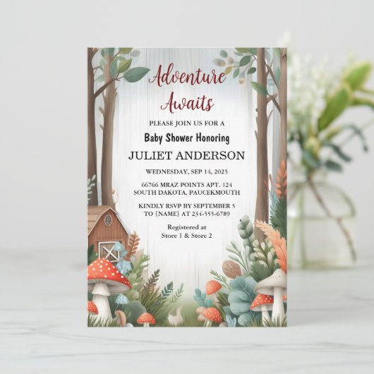 おもしろい野生の母親の木の森の赤ちゃんシャワー 招待状 (スタンド正面)