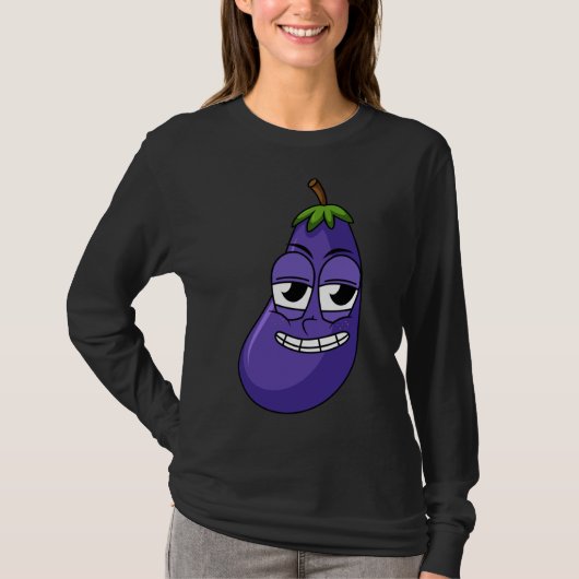 おもしろい野菜ベグ用ハッピーナスデザイン Tシャツ (正面)
