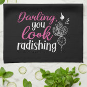 おもしろい野菜You Londing Plaid Pattern キッチンタオル (折り畳み)