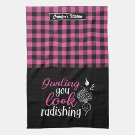 おもしろい野菜You Londing Plaid Pattern キッチンタオル