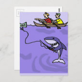 おもしろい金のサメ魚釣り ポストカード (正面/裏面)