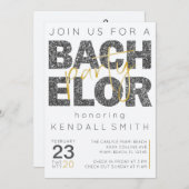 おもしろい金ゴールドとブラックスパークルバチュラーパーティ 招待状 (正面/裏面)