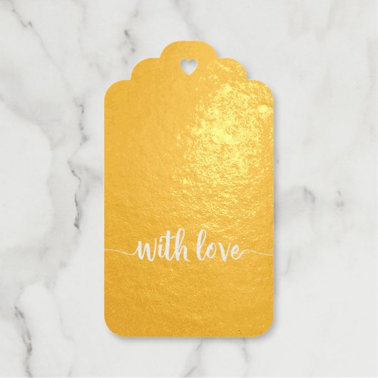 おもしろい金ゴールドと赤と愛のカスタム ギフトタグ (正面)