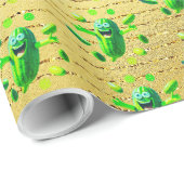おもしろい金ゴールドの背景に緑のピクルマン ラッピングペーパー (ロールコーナー)
