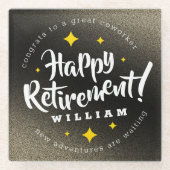 おもしろい金ゴールドグリッタースターズリタイアニューアドベンチャーズ ガラスコースター (正面)