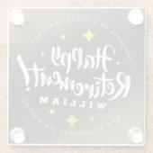 おもしろい金ゴールドグリッタースターズリタイアニューアドベンチャーズ ガラスコースター (裏面)