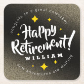 おもしろい金ゴールドグリッタースターズリタイアニューアドベンチャーズ スクエアペーパーコースター (正面)