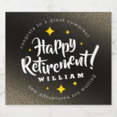 おもしろい金ゴールドグリッタースターズリタイアニューアドベンチャーズ スパークリングワインラベル (シングルラベル)