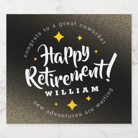 おもしろい金ゴールドグリッタースターズリタイアニューアドベンチャーズ スパークリングワインラベル (シングルラベル)