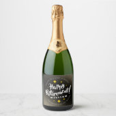 おもしろい金ゴールドグリッタースターズリタイアニューアドベンチャーズ スパークリングワインラベル (正面)