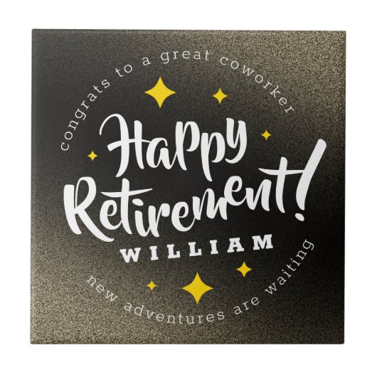 おもしろい金ゴールドグリッタースターズリタイアニューアドベンチャーズ タイル (正面)