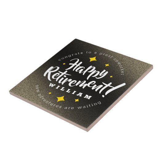 おもしろい金ゴールドグリッタースターズリタイアニューアドベンチャーズ タイル (側面)