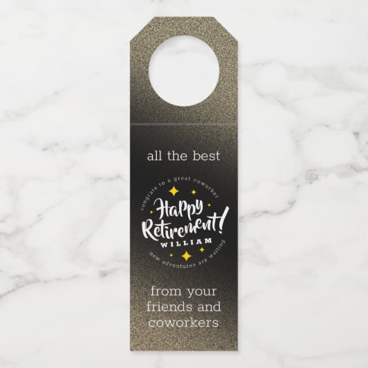 おもしろい金ゴールドグリッタースターズリタイアニューアドベンチャーズ ボトルネックタグ (裏面)