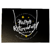 おもしろい金ゴールドグリッタースターズリタイアニューアドベンチャーズ ラージペーパーバッグ (裏面)