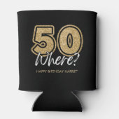 おもしろい金ゴールドグリッター50ここでブラック50誕生日 缶クーラー (裏面)