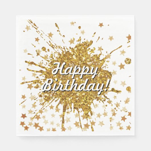 おもしろい金ゴールドスパークルグリッターグラフィティ絵を描ドリップスター スタンダードランチョンナプキン (正面)