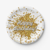 おもしろい金ゴールドスパークルグリッターグラフィティ絵を描ドリップスター ペーパープレート (正面)