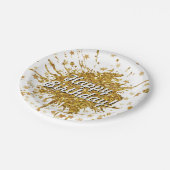 おもしろい金ゴールドスパークルグリッターグラフィティ絵を描ドリップスター ペーパープレート (アングル)