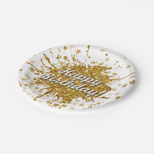 おもしろい金ゴールドスパークルグリッターグラフィティ絵を描ドリップスター ペーパープレート (アングル)