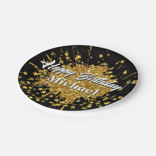 おもしろい金ゴールドスパークルグリッターグラフィティ絵を描ドリップスター ペーパープレート (アングル)