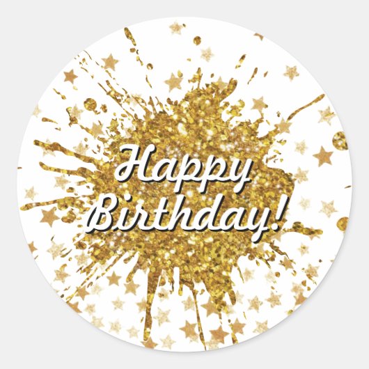 おもしろい金ゴールドスパークルグリッターグラフィティ絵を描ドリップスター ラウンドシール (正面)