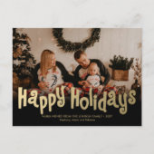 おもしろい金ゴールドハッピーホリデー写真はがきモダン シーズンポストカード (正面)