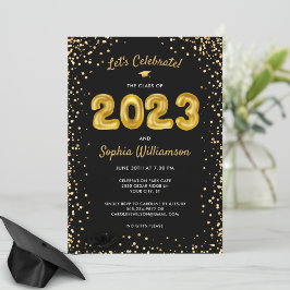 おもしろい金ゴールドバルーン2023年度卒業パーティーのクラス 招待状