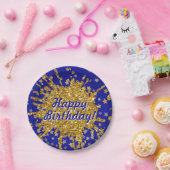 おもしろい金ゴールドピンク輝くグリッターグラフィティ絵を描スター ペーパープレート (パーティー)