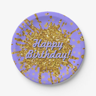 おもしろい金ゴールドピンク輝くグリッターグラフィティ絵を描スター ペーパープレート