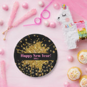 おもしろい金ゴールドピンク輝くグリッターグラフィティ絵を描スター ペーパープレート (パーティー)