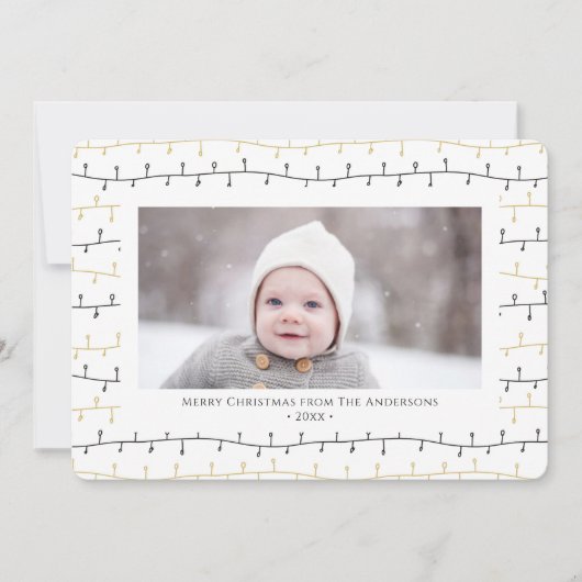 おもしろい金ゴールドブラッククリスマスオーナメントシンプルホワイト シーズンカード (正面)