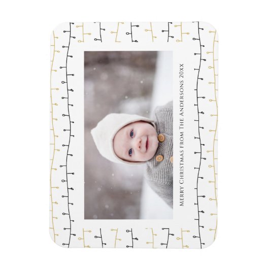 おもしろい金ゴールドブラッククリスマスオーナメントシンプルホワイト マグネット (縦)