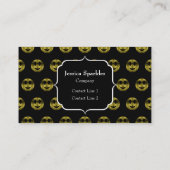 おもしろい金ゴールドブラックスマイリー水玉模様パターンモノグラム 名刺 (裏面)